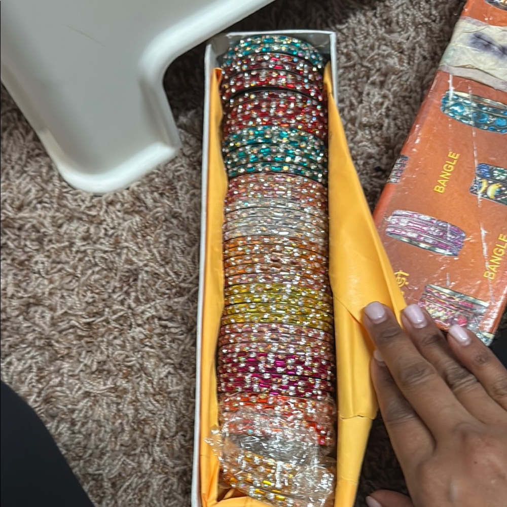 Vibrant Rhinestone Bangle Set